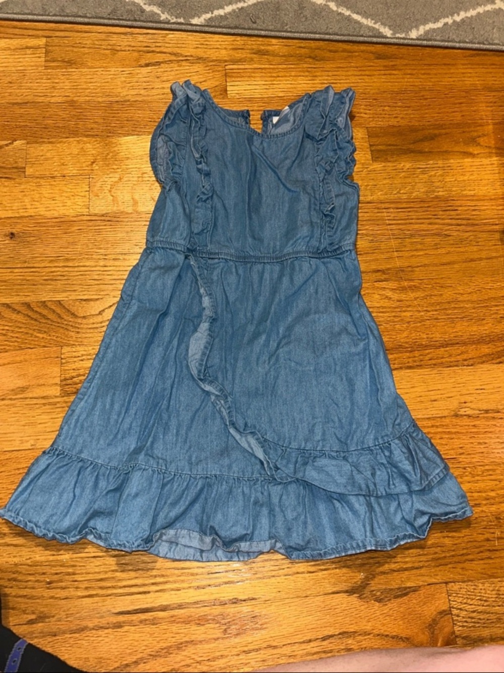 wonder nation Blue Denim-Style Ruffle Dress